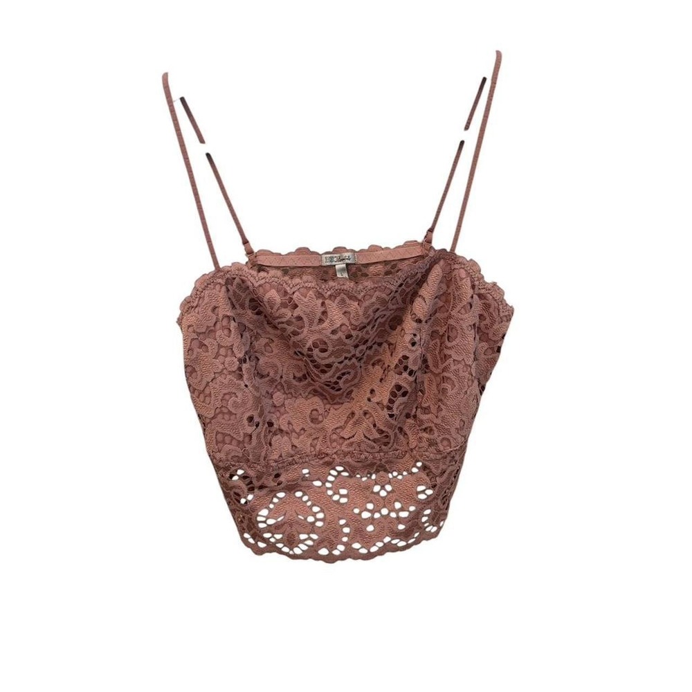 BKE Essentials pink mauve lace bralette size large cropped top going out y2k